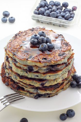 Blueberry cottage cheese pancakes