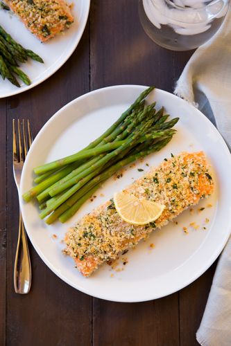 Panko crusted honey mustard salmon