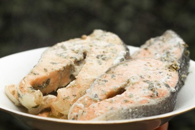 Steamed salmon