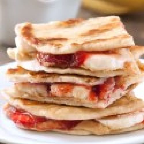 Peanut butter, strawberry and banana quesadillas