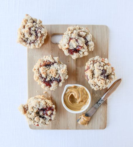 Peanut butter and jelly crumb muffins