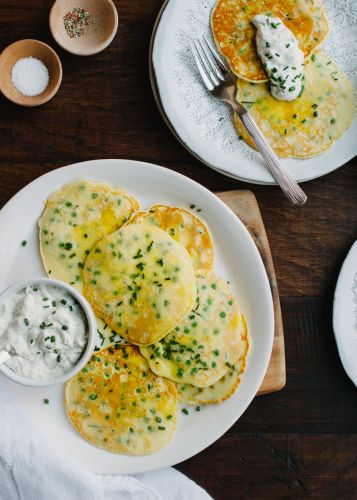 Pea Pancakes With Tzatziki