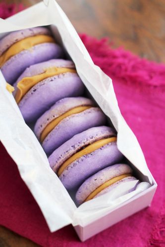 Peanut butter and jelly macarons