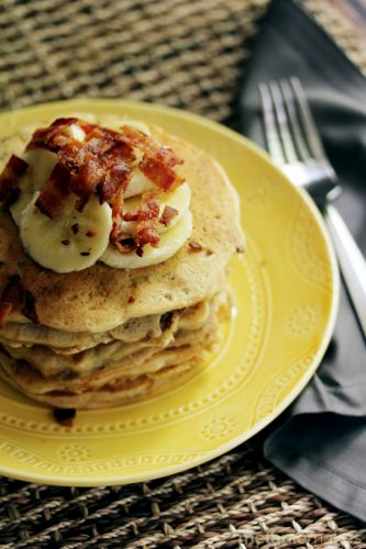 Peanut Butter Banana Bacon Pancakes