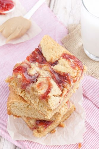 Peanut butter and jelly blondies