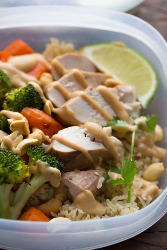 Peanut-lime chicken lunch bowl