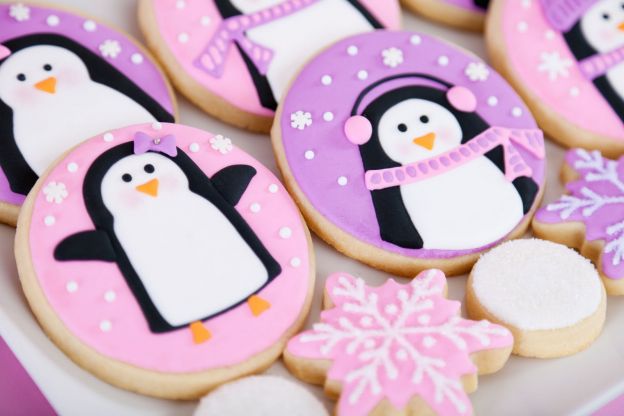 Pink and Purple Penguin Cookies