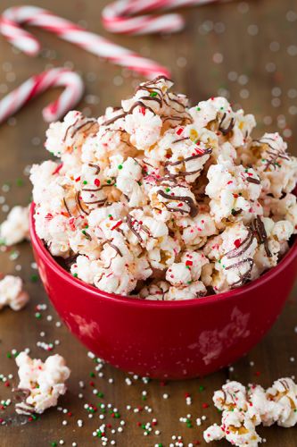 Peppermint bark popcorn