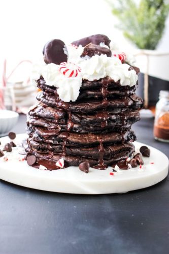 Fluffy Dark Chocolate Peppermint Pancake