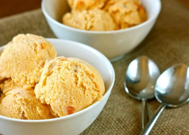 Persimmon cardamom honey ice cream