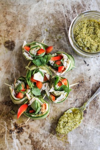 Pesto & Turkey Cucumber Roll Ups