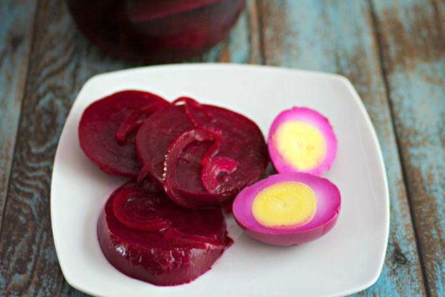 Pickled eggs with fresh beets