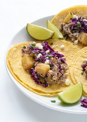 Pineapple slow cooker jerk chicken tacos