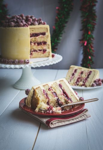 White chocolate cranberry layer cake