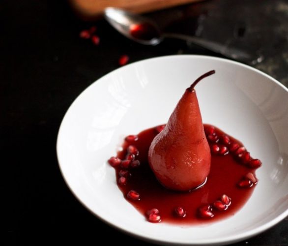 Poached pears with pomegranate