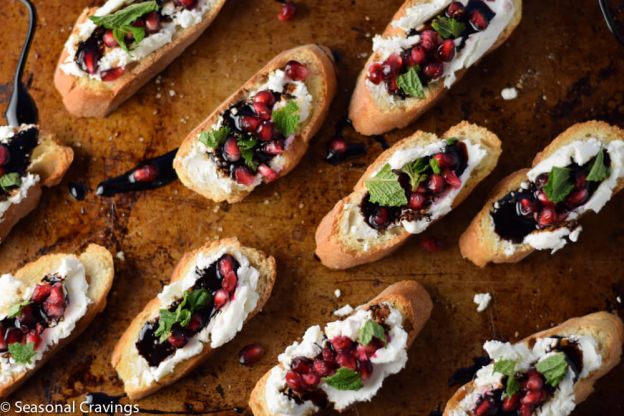 Pomegranate And Goat Cheese Crostini