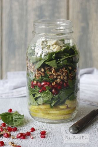 Pomegranate and Pear Salad in a Mason Jar