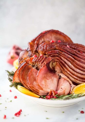 Pomegranate Maple Glazed Baked Ham