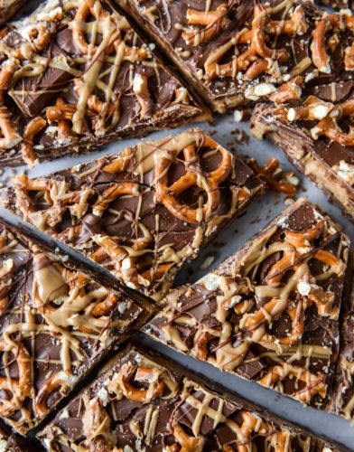 Pretzel Peanut Butter Stuffed Chocolate Bark