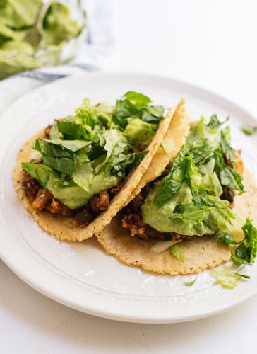 Quinoa Black Bean Tacos With Creamy Avocado Sauce