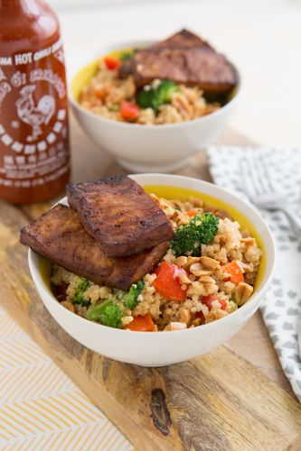 Peanutty Quinoa Bowls with Baked Tofu