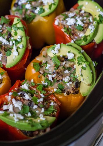 Crockpot Chicken And Quinoa Stuffed Peppers