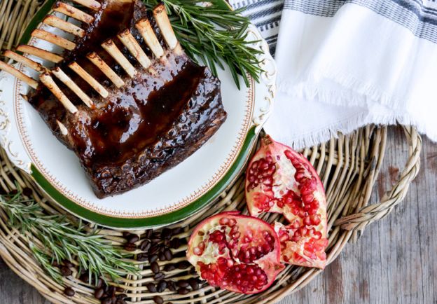 Rack of Lamb with Pomegranate-Coffee Sauce