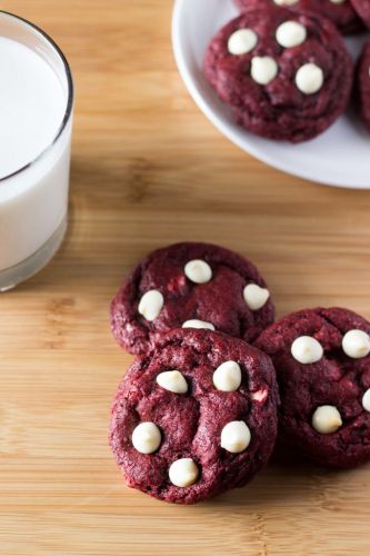 Red velvet chocolate chip cookies