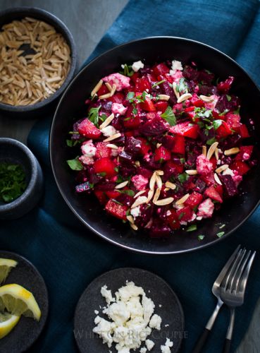 Chopped roasted beet salad