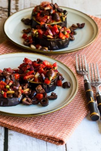 Roasted Eggplant with Mediterranean Salsa