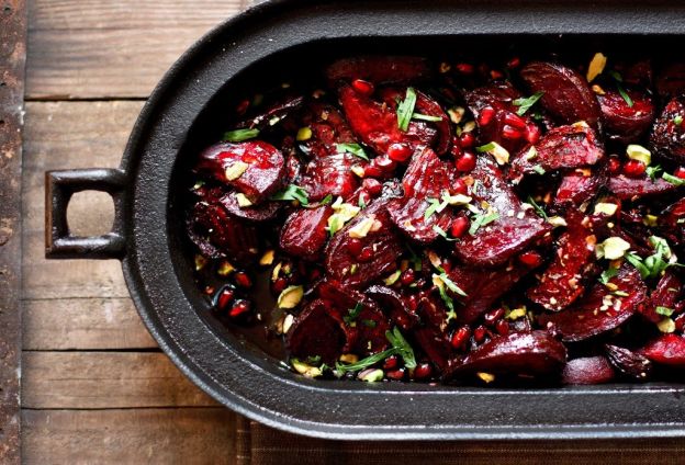 Moroccan Roasted Beets with Pomegranate and Pistachio