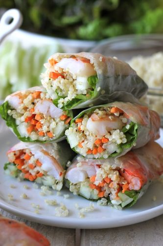 Roasted Shrimp Quinoa Spring Rolls