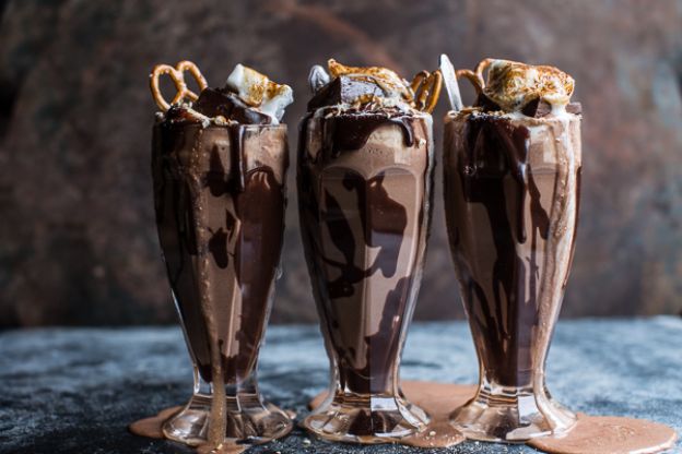 Salted pretzel Nutella fudge milkshake