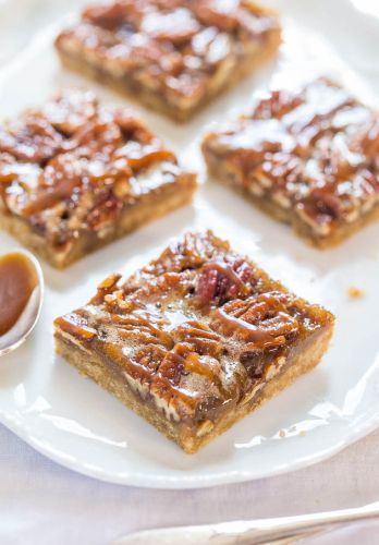 Salted caramel maple pecan pie bars