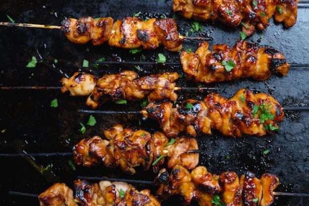 Sambal chicken skewers