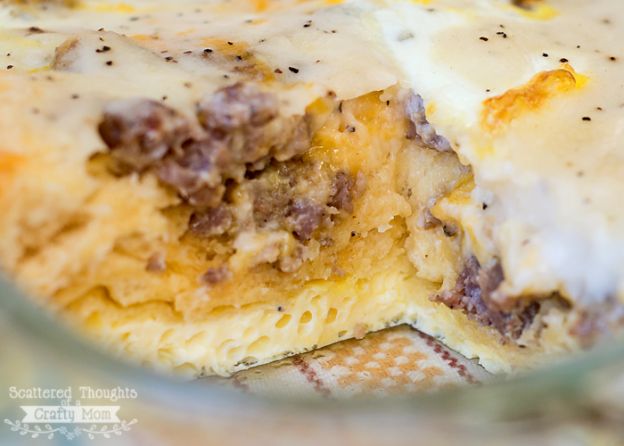 Biscuits and Gravy with Sausage and Egg Breakfast Casserole