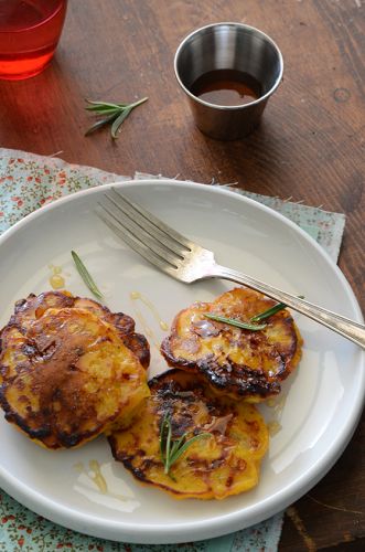 Savory Pumpkin-Cheddar Pancakes With Rosemary