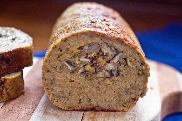 Seitan Roast Stuffed With Shiitakes And Leeks