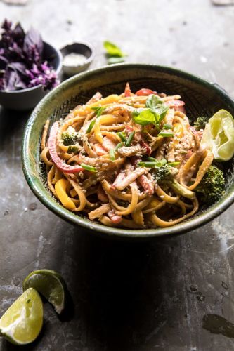 20-Minute Sesame Basil Chicken Noodles