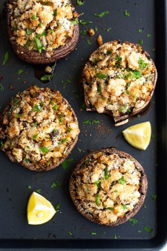 Shrimp stuffed portobello mushrooms