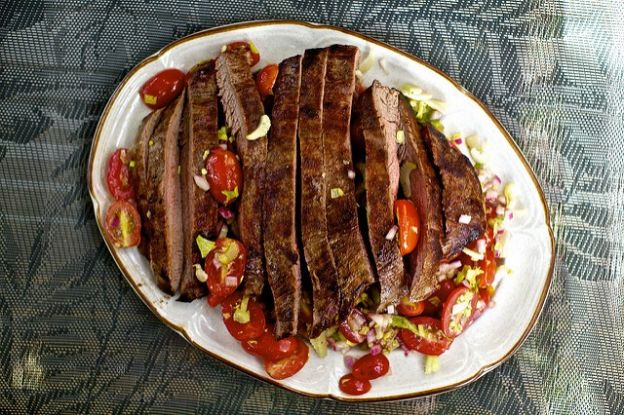 Skirt Steak with Bloody Mary Tomato Salad