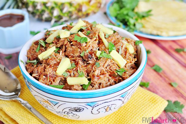 Slow Cooker Pineapple Pulled Pork with Pineapple BBQ Sauce