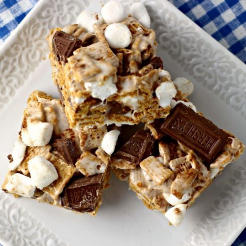 S'mores Krispie treats with Hershey's chocolate