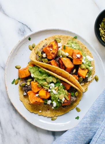 Spicy black bean and sweet potato tacos