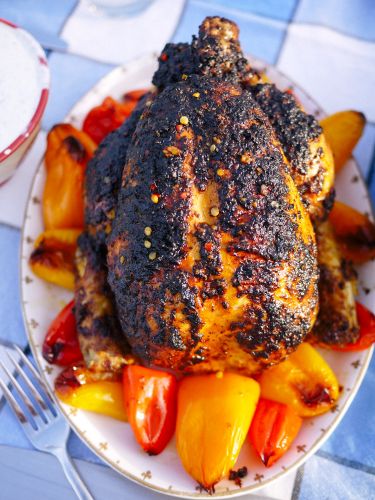 Spicy Portuguese Roast Chicken with Sweet Peppers