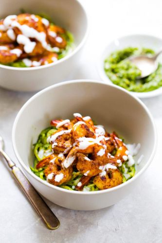 15 Minute Spicy Shrimp with Pesto Noodles