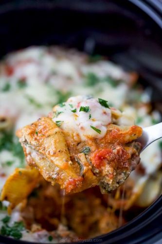 Easy Crock Pot Turkey Stuffed Shells with Spinach