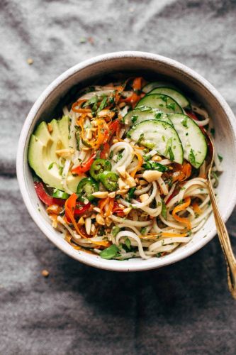 Spring Roll Bowls with Sweet Garlic Lime Sauce