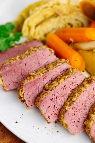 Slow Cooker Corned Beef with Guinness Mustard