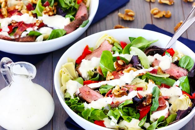 Steak and Artichoke Salad with Blue Cheese Dressing